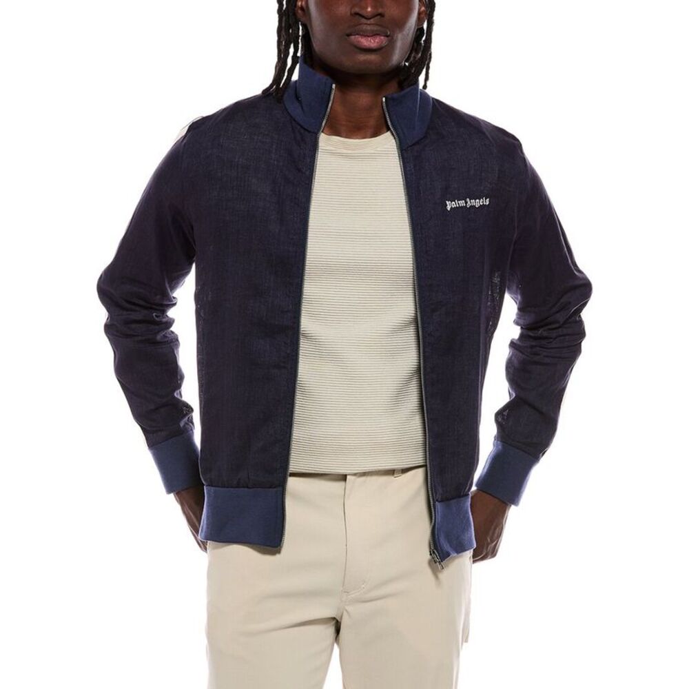 Palm Angels Mens  Linen Jacket, Navy